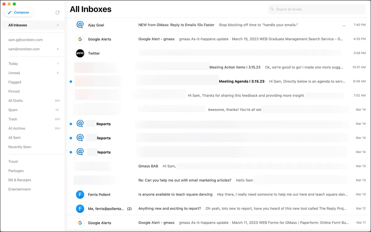 Edison for managing multiple inboxes