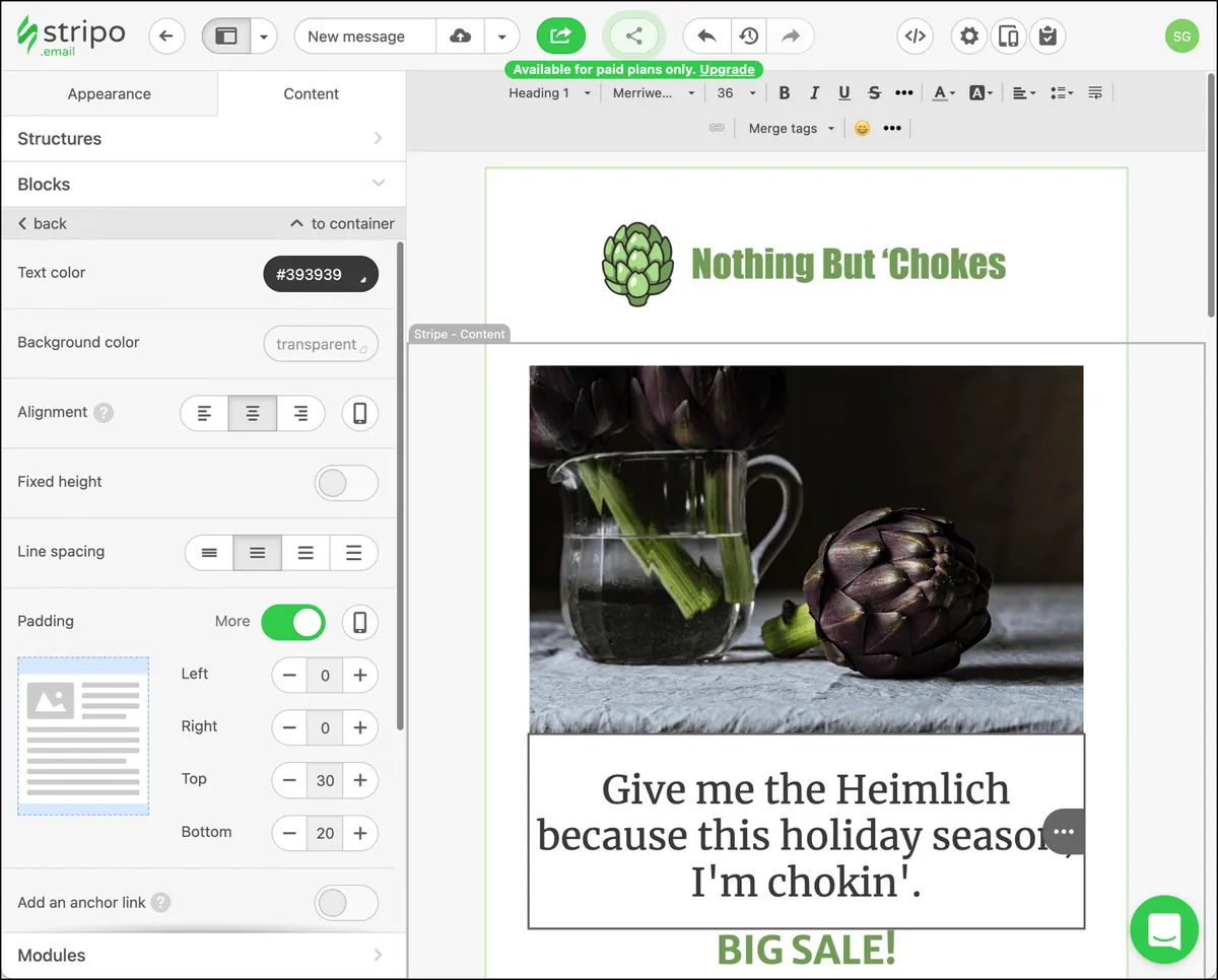 Edit your HTML email template in a third-party web builder