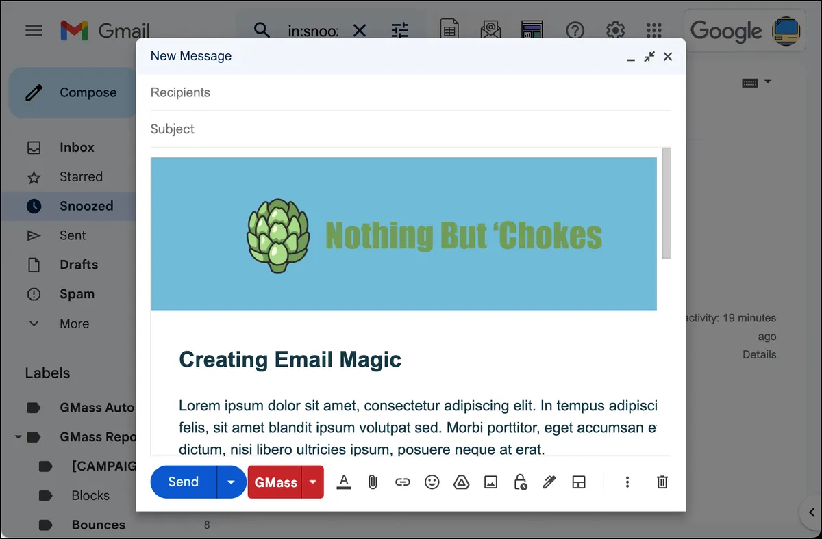 Email with my header image uploaded