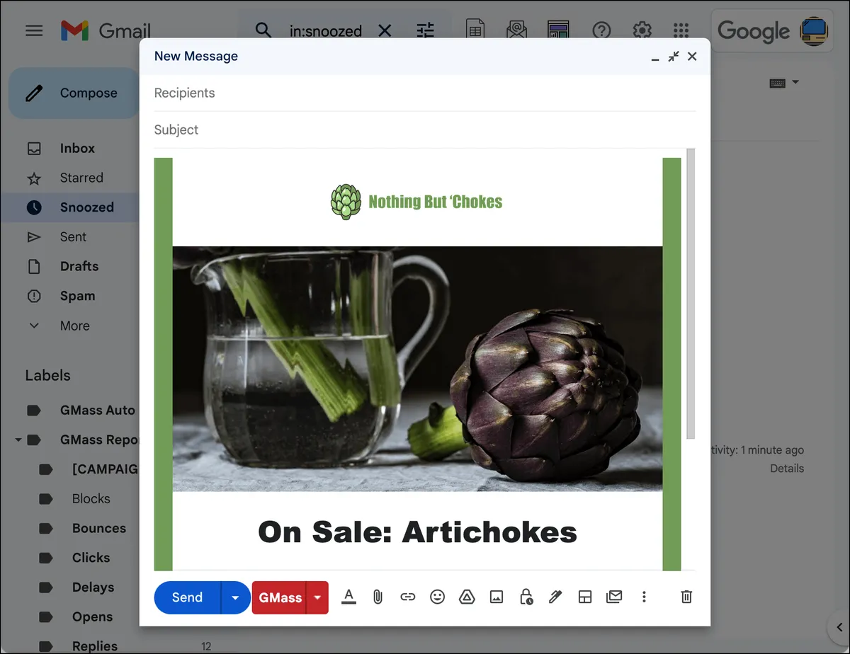 My editing on the Google provided email template