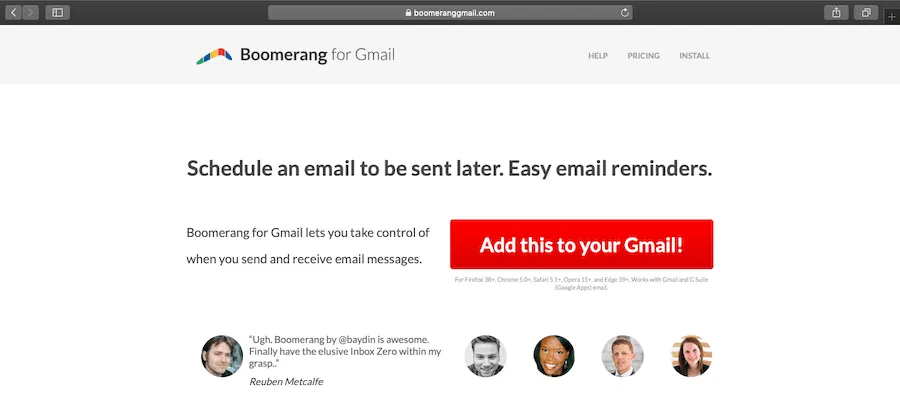 Boomerang home page