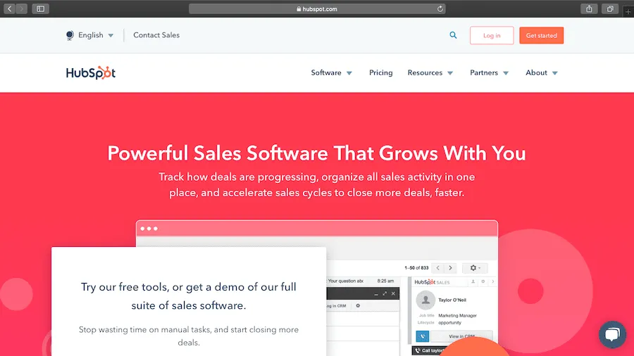 HubSpot Sales home page