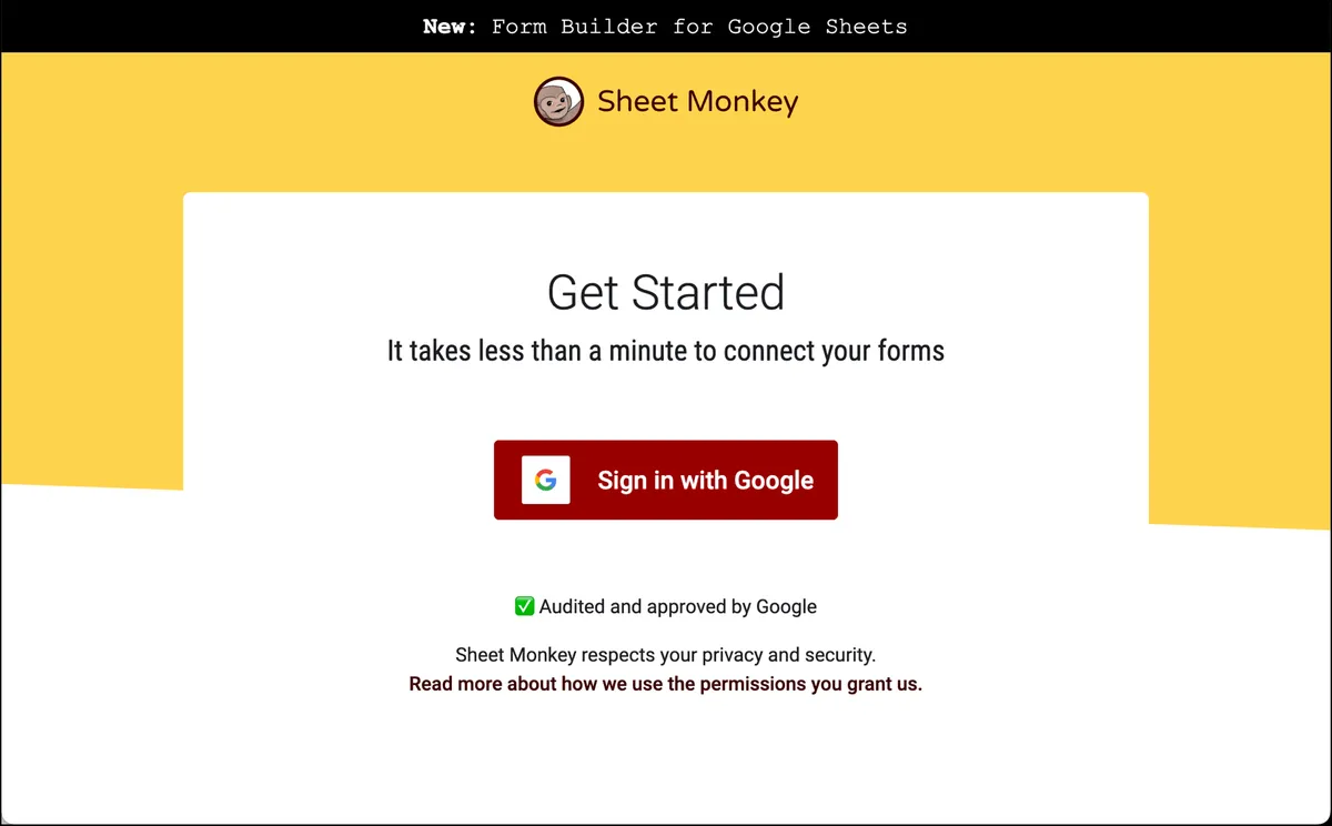 Creating a SheetMonkey account