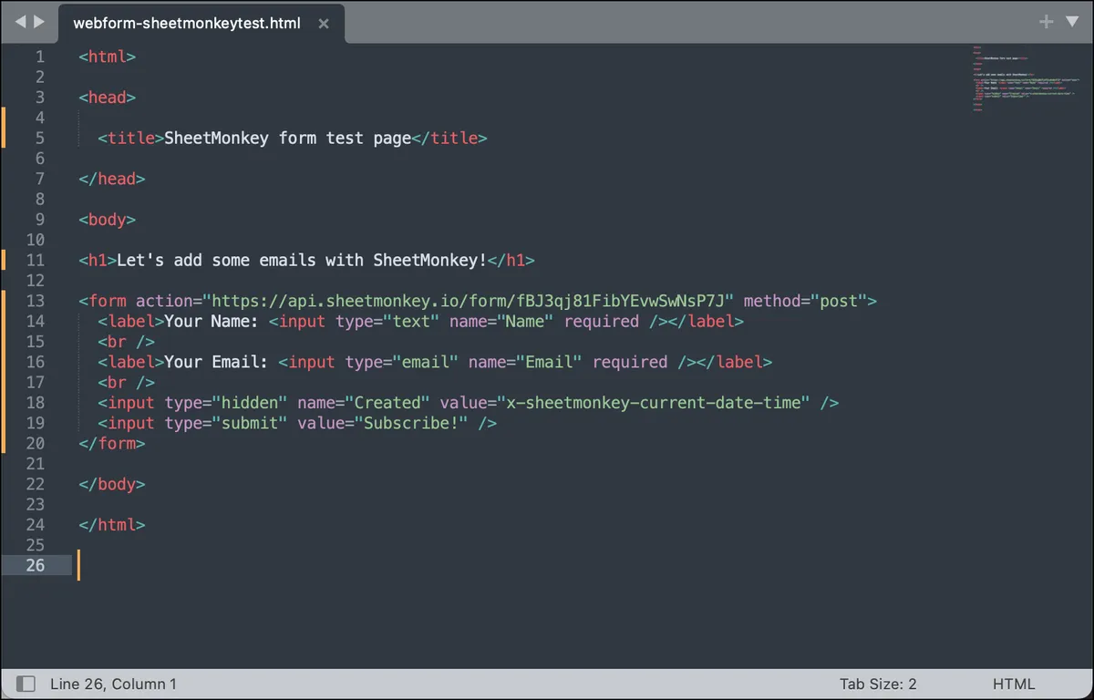 Adding the Sheet Monkey form to a page
