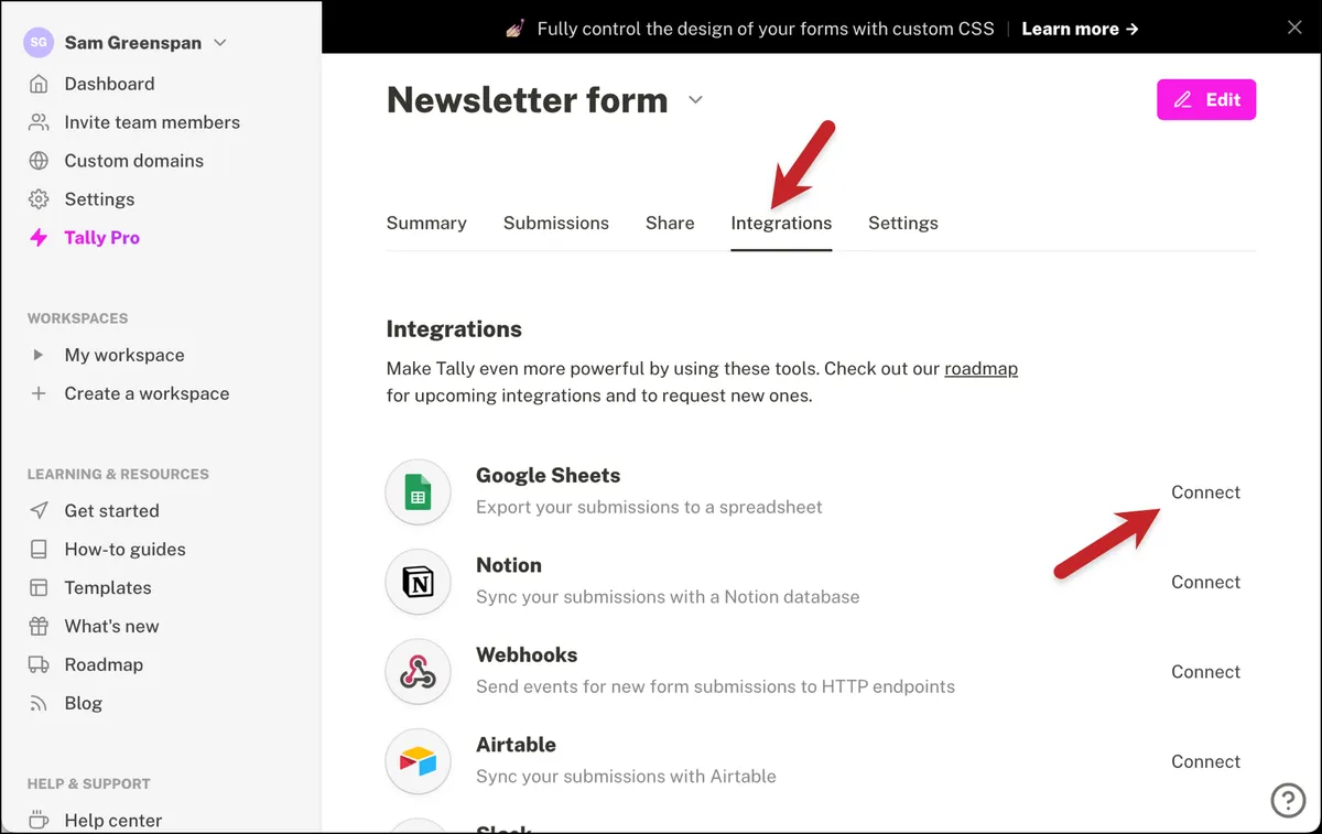 Connecting to a Google Sheet