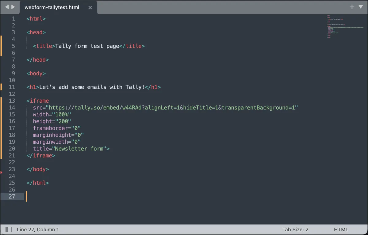 Adding the form to an HTML page
