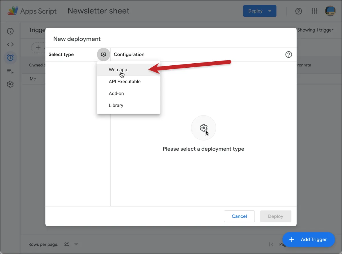 Deploy web app