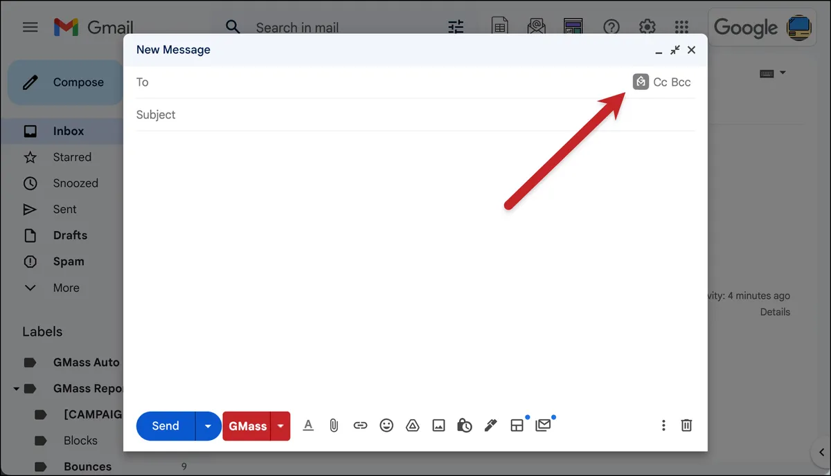 Click the GMass icon