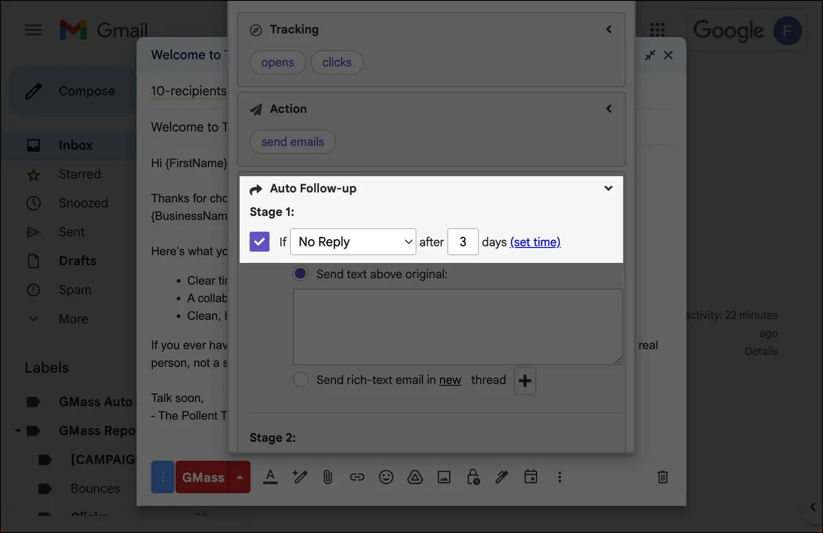 Pick the settings for your follow-up messages