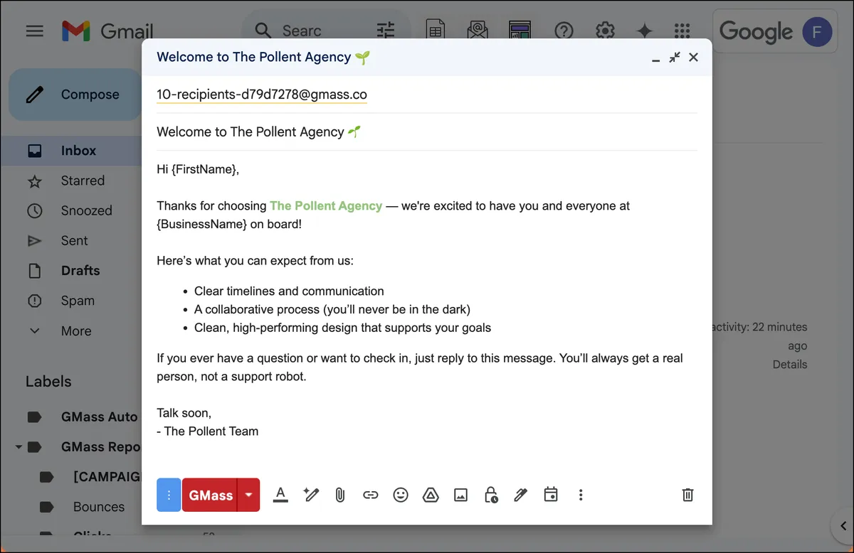 Compose the first message in your evergreen email sequence