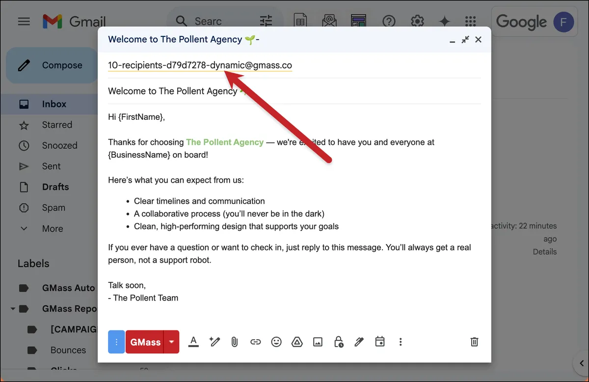 Make the email dynamic