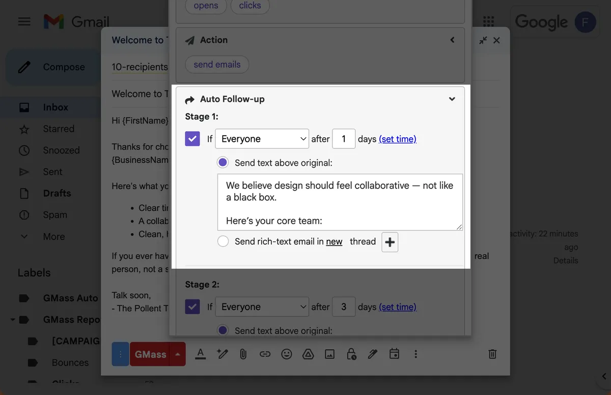 You can write the plain text email in the box