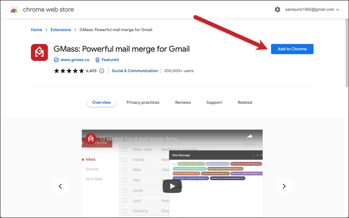 Install GMass from the Chrome Web Store