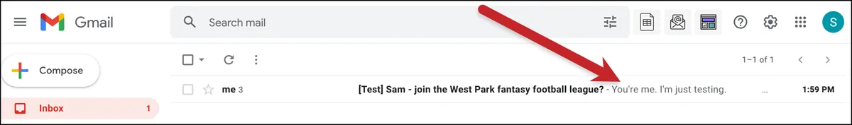 Preview text in the inbox