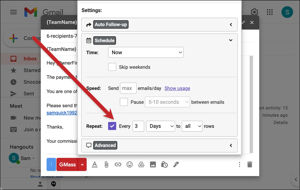Turn the fantasy football email into a recurring campaign