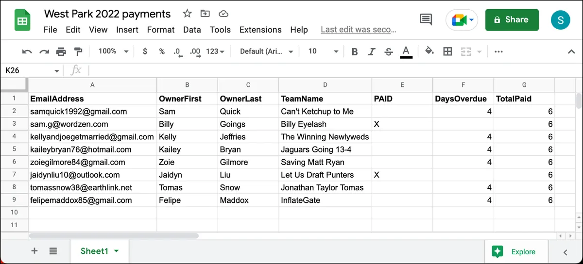 Adding payment-related columns to the members sheet