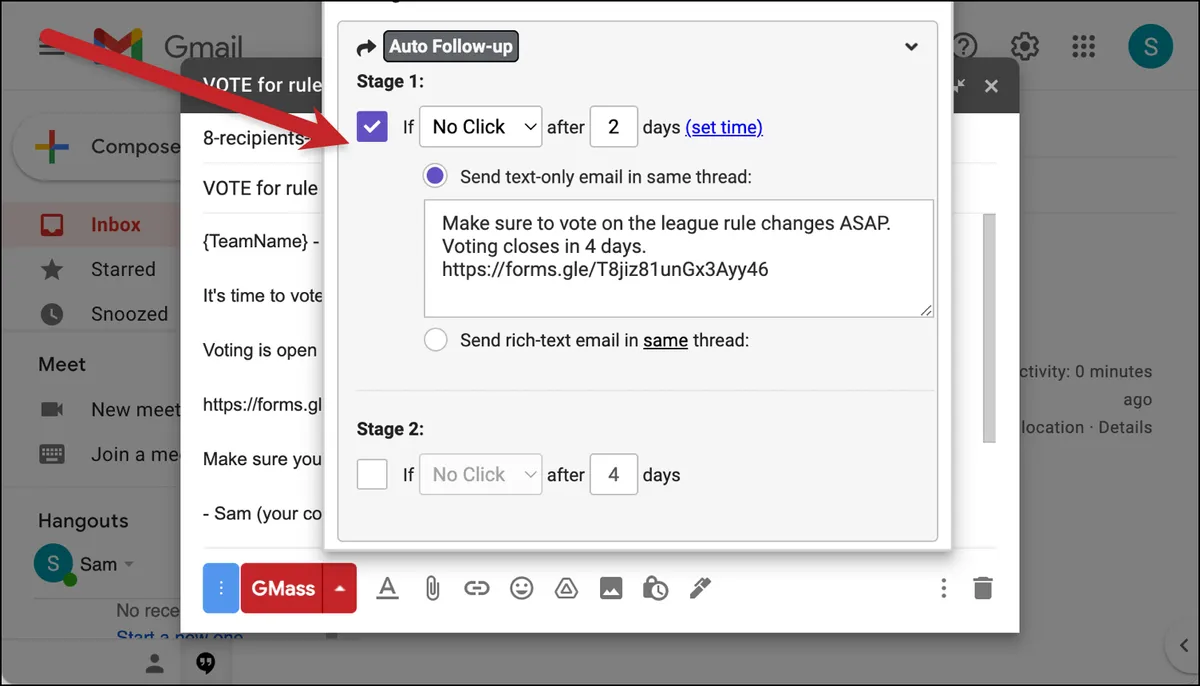 The first auto follow-up to the rules email