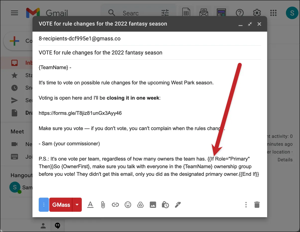 A conditional content addendum
