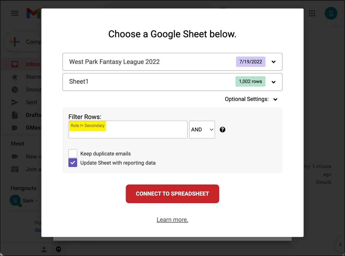 Filtering rows