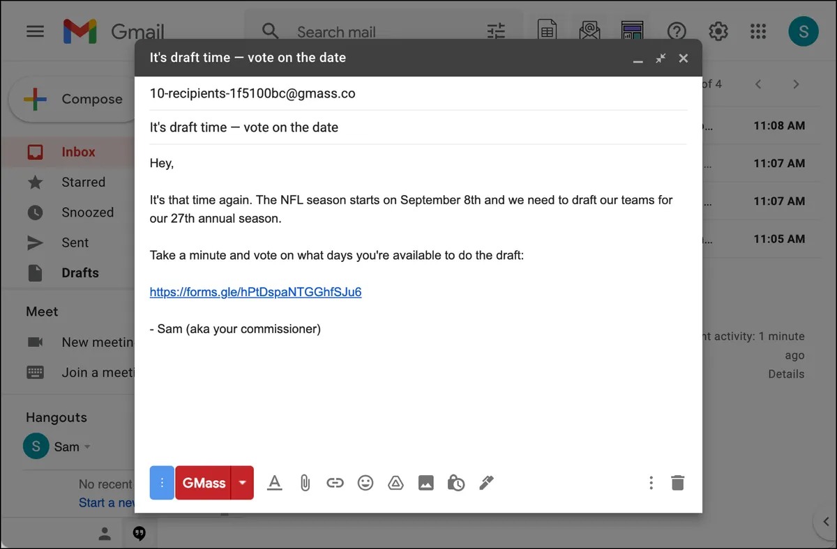 Compose your fantasy football commissioner emails