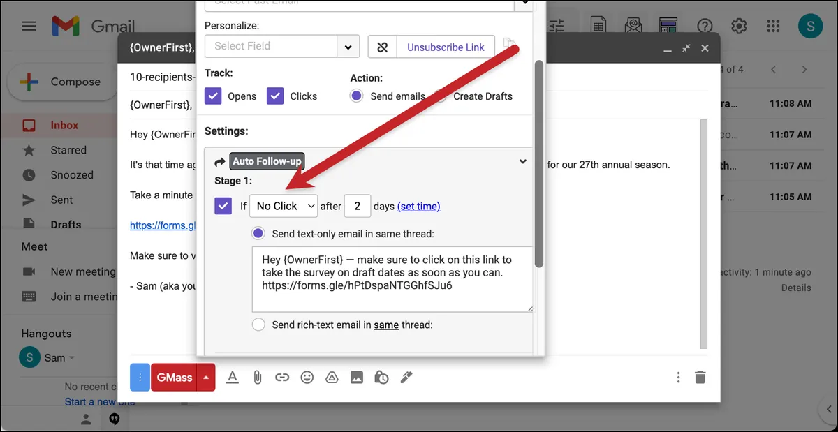 Set up your first auto follow-up