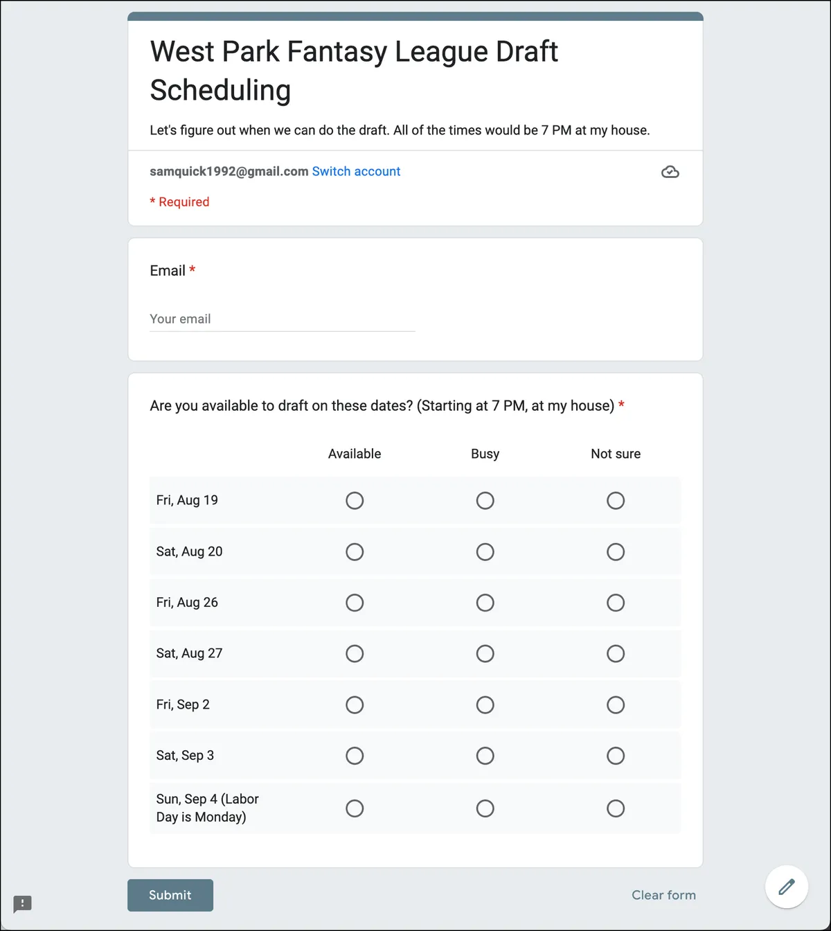 Check your forms survey