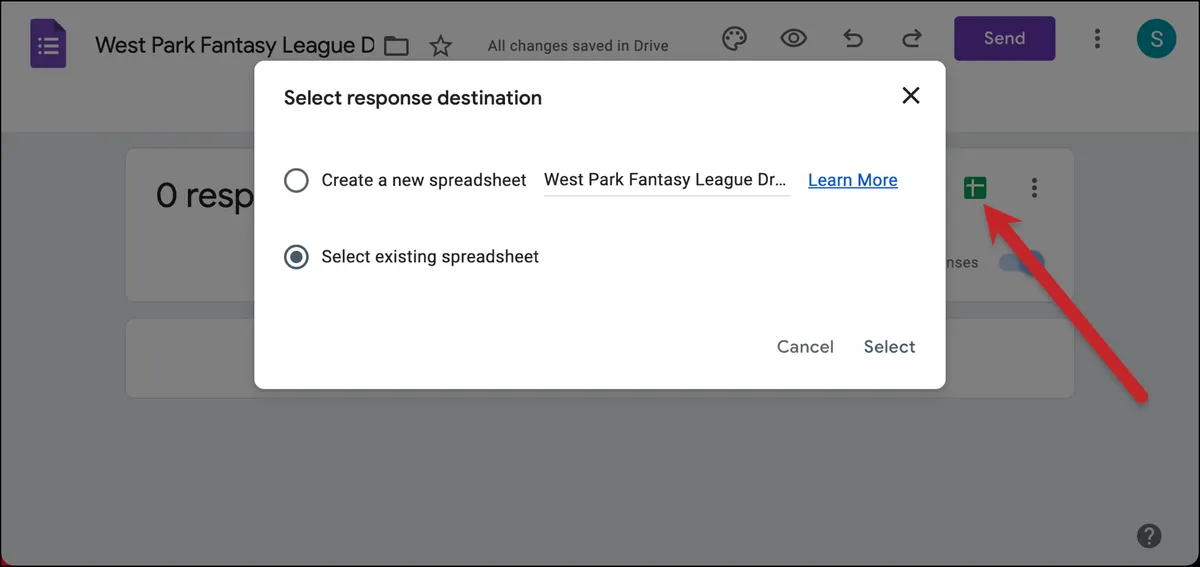 Create a spreadsheet for answers