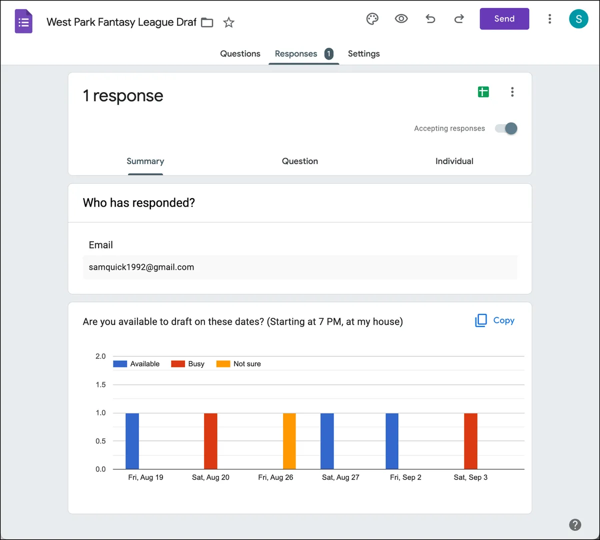 Google Forms first results