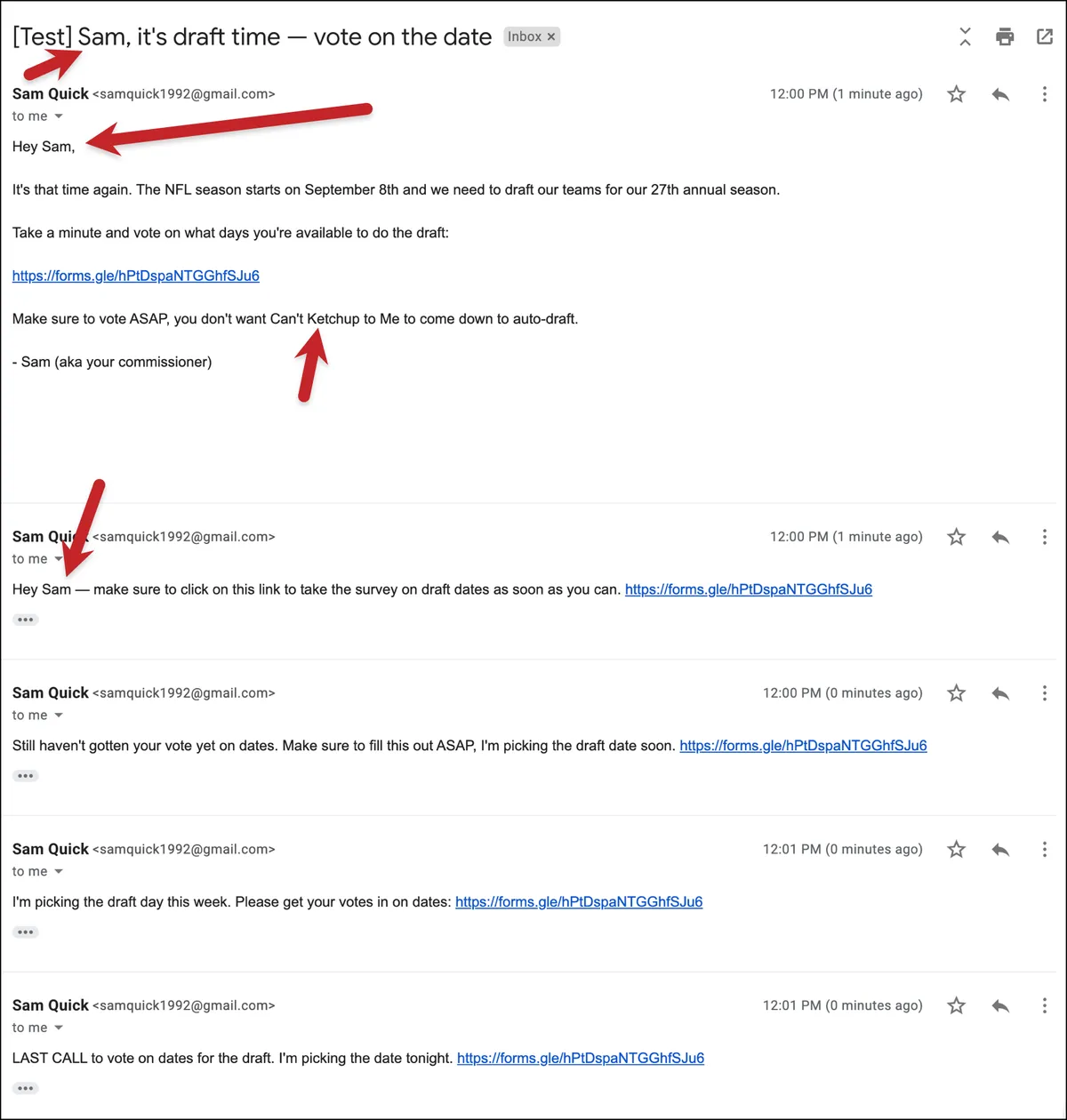 A test of the entire scheduling sequence