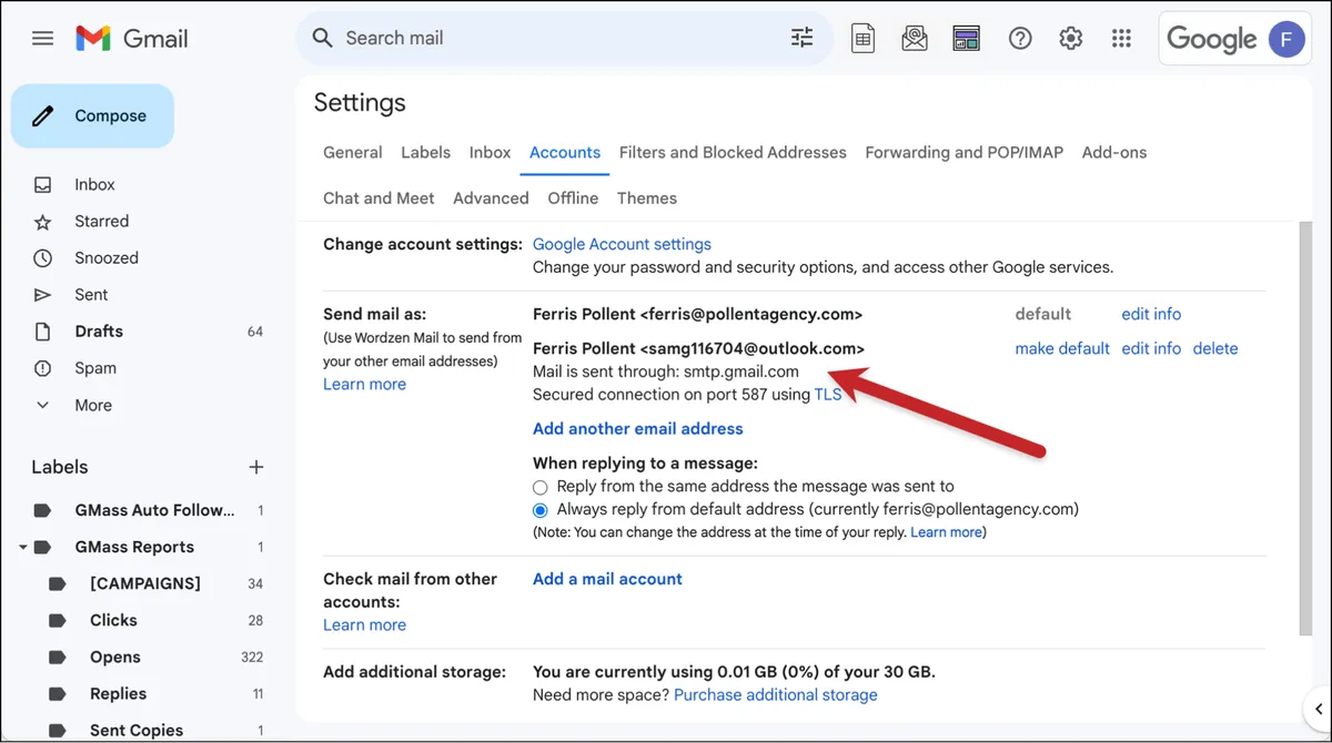 You can see your Gmail alias is ready