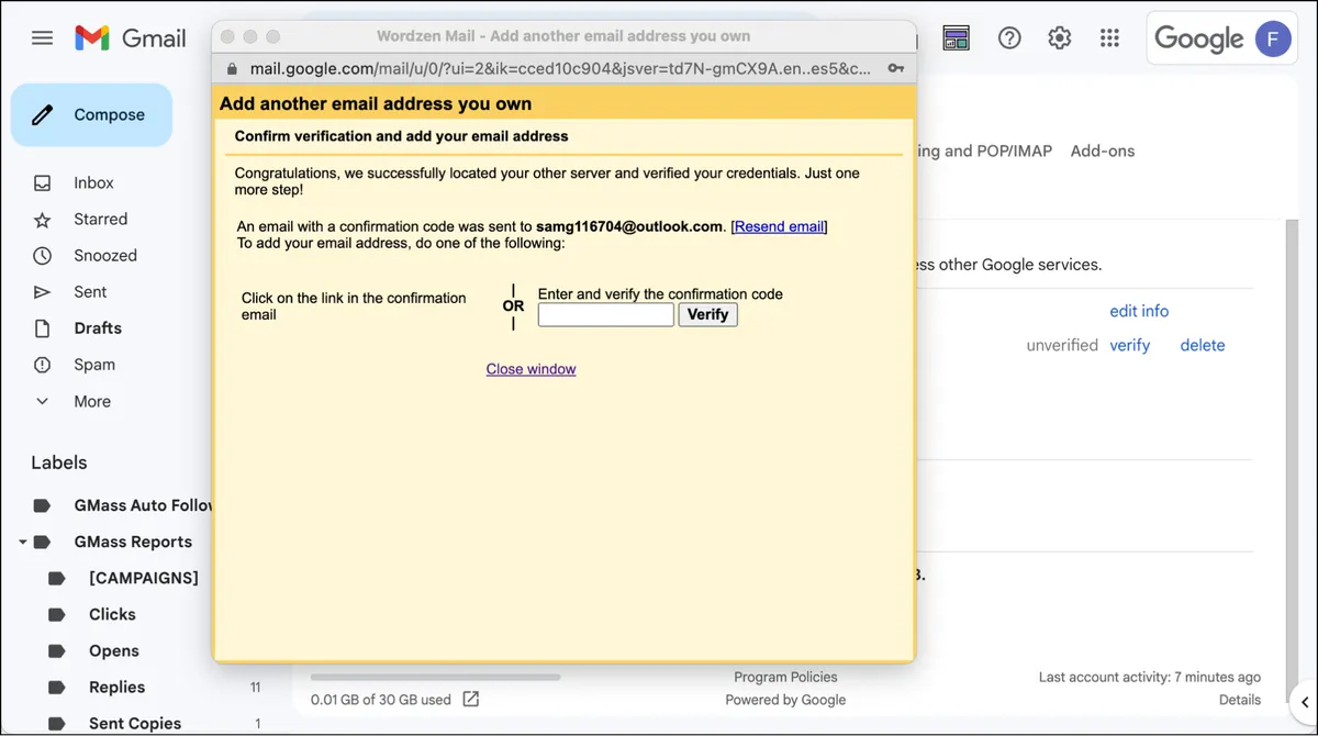 Grab the verification code