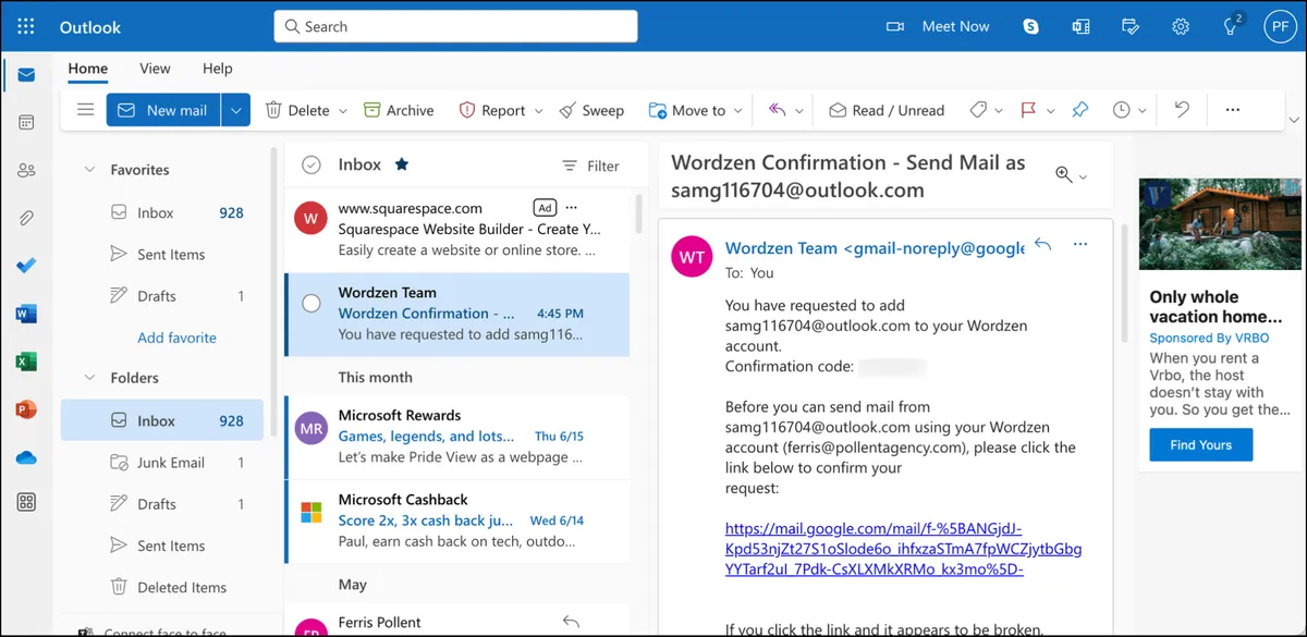 Find the verification code in your email