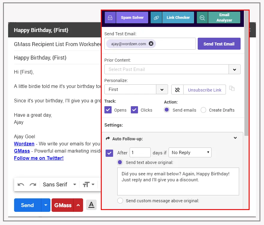 settings - auto follow-up