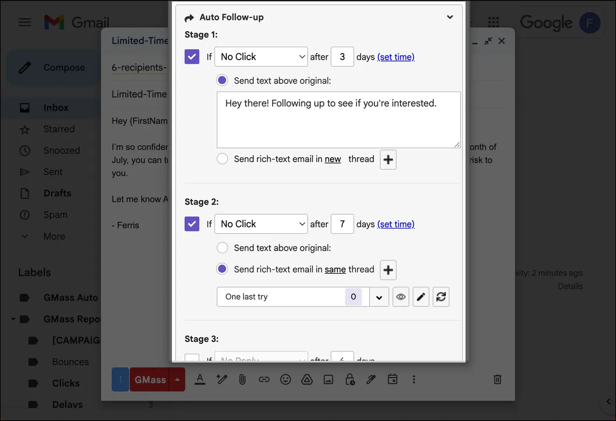 Auto follow-ups in GMass