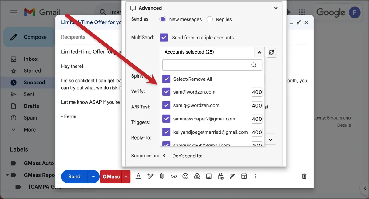 Using inbox rotation with MultiSend to distribute campaigns