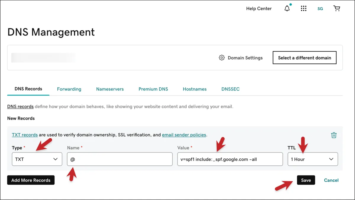 Setting up SPF at a domain registrar