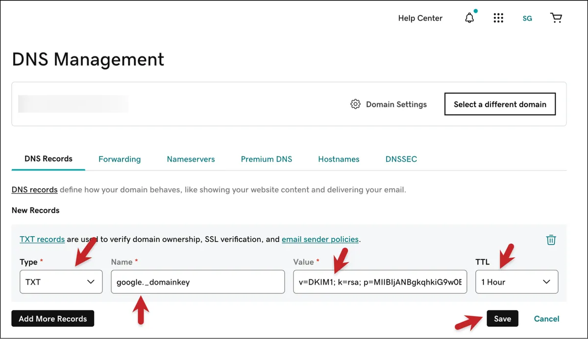 Setting up DKIM at a domain registrar