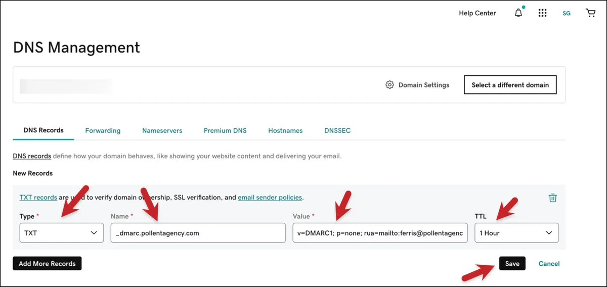 Setting up DMARC at your registrar