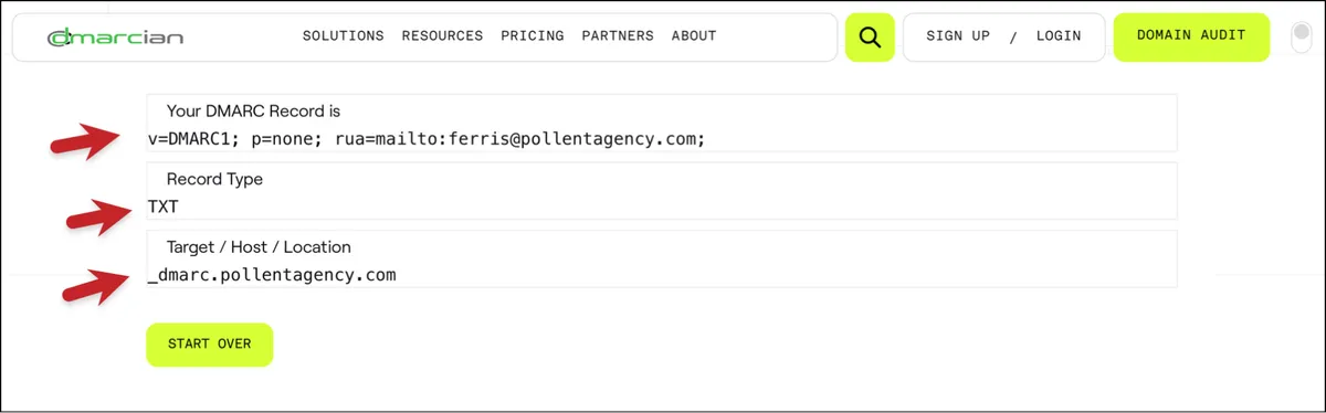 Getting your DMARC record