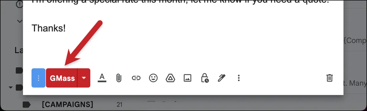 Send with the GMass button