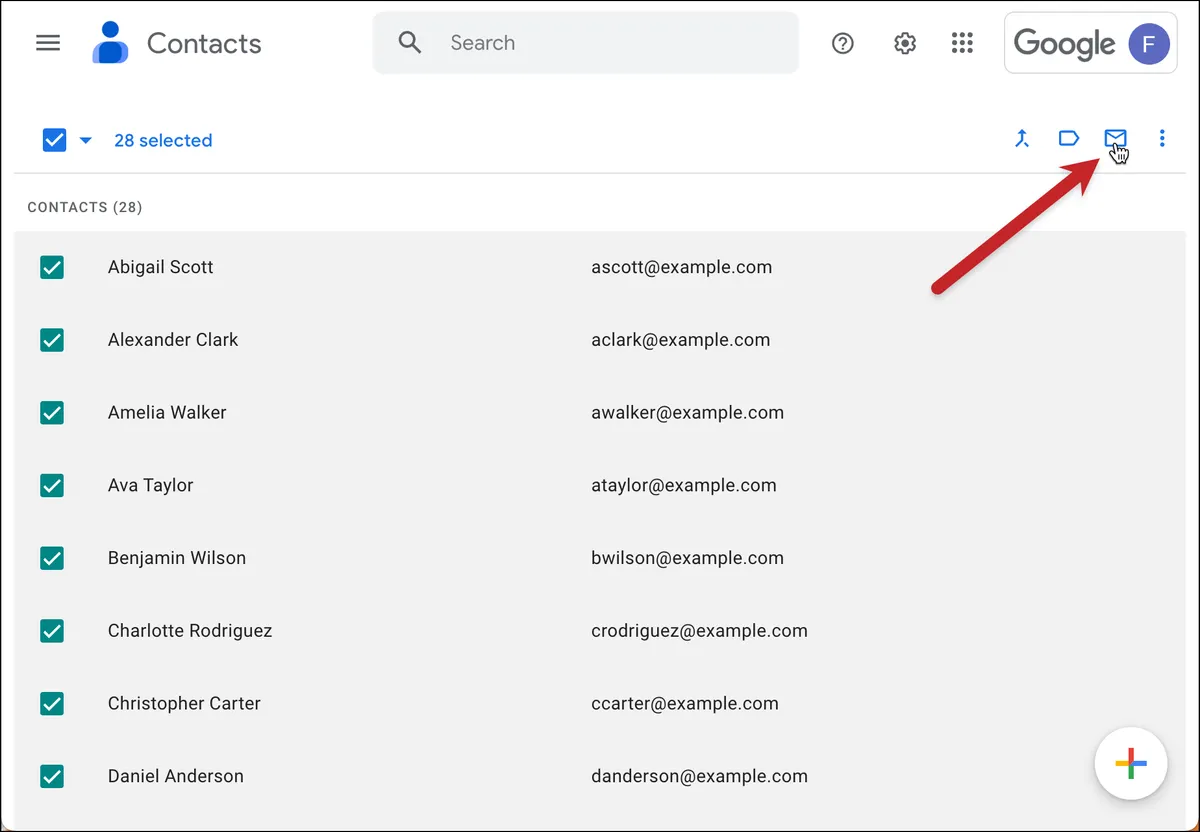 Send email to Gmail contacts