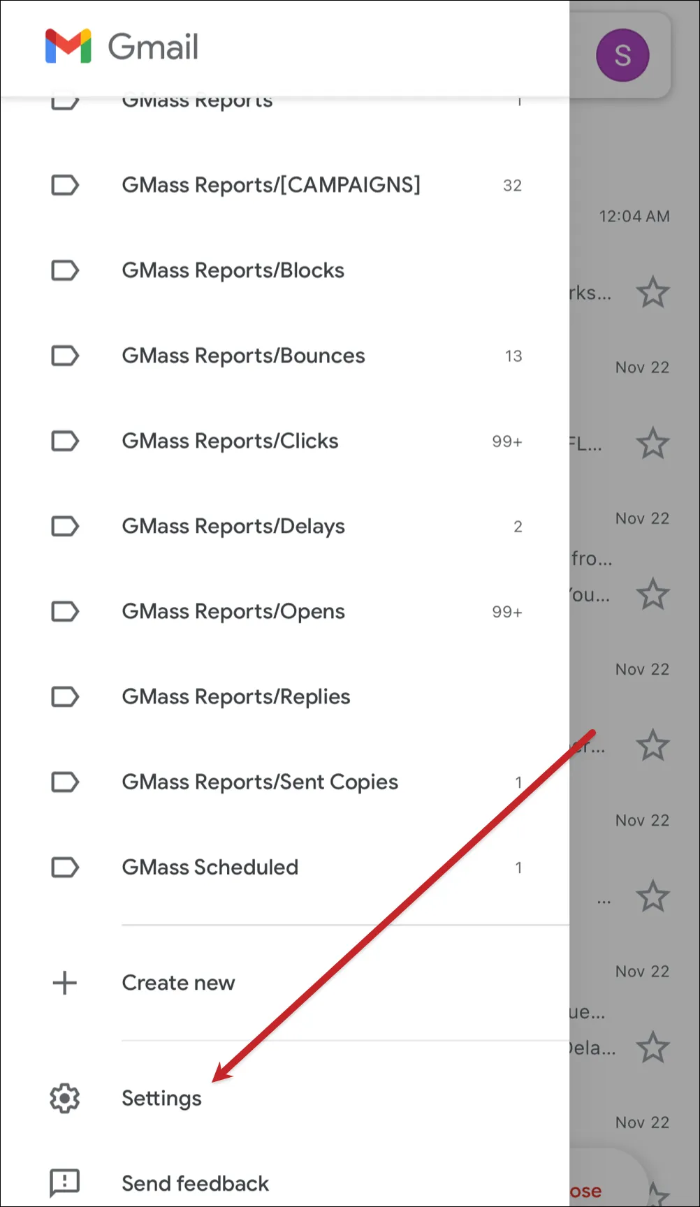 Settings in that menu