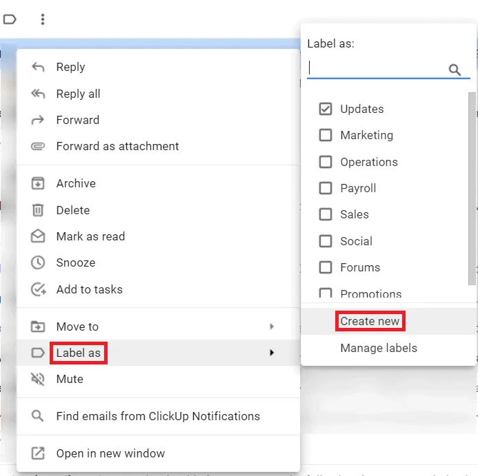 Right click, then Label as, and Create new