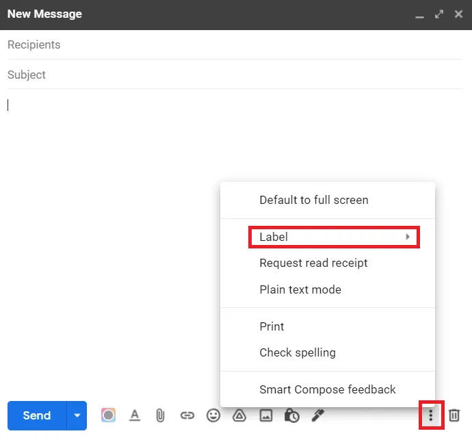 Add a label to a New Message