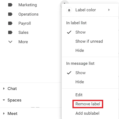Remove label