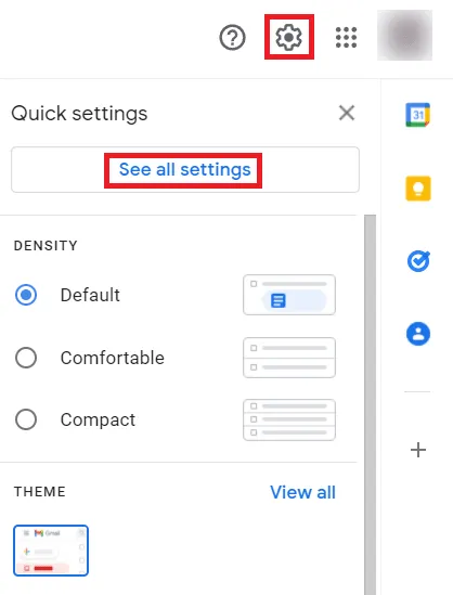 Sell all settings button under Quick Settings