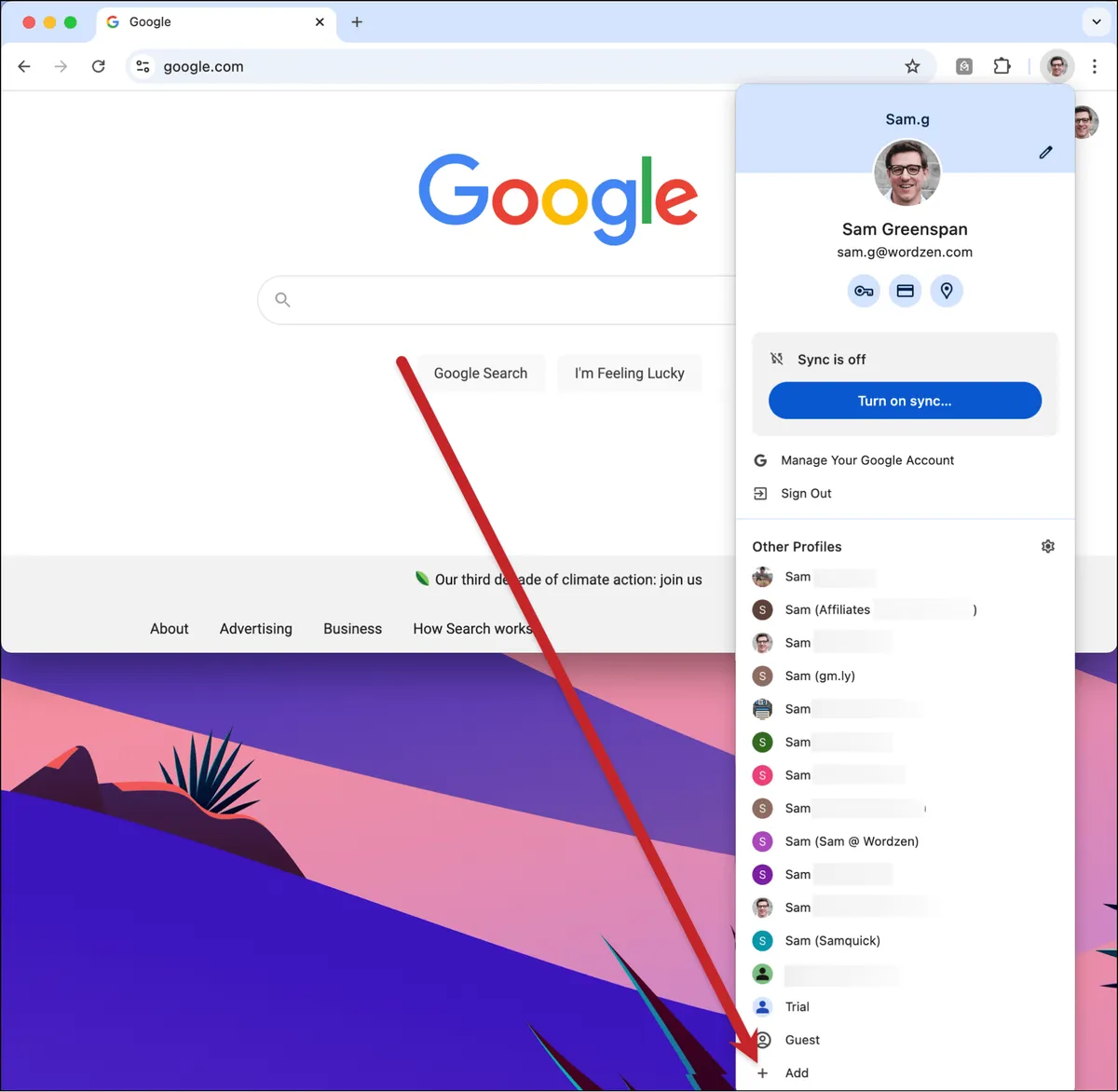 Add a new Chrome profile