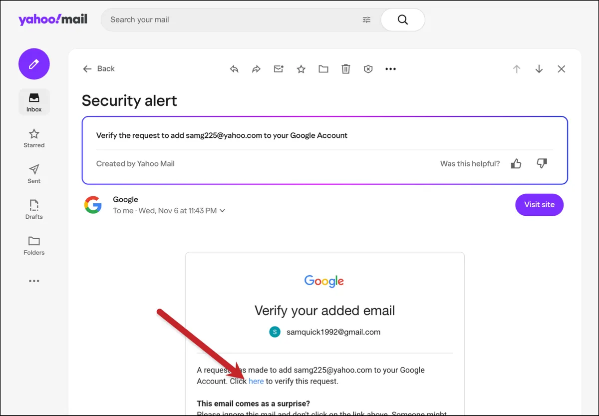 Confirm your alternate email address