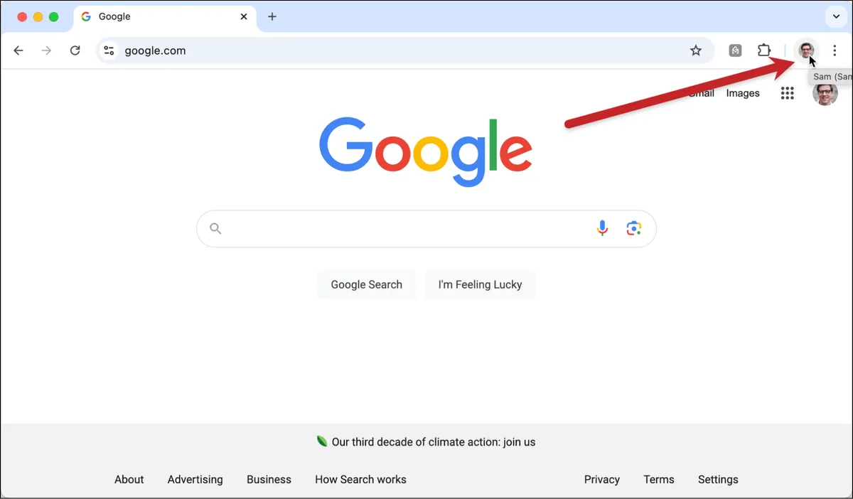 Click this icon to create a new Chrome profile