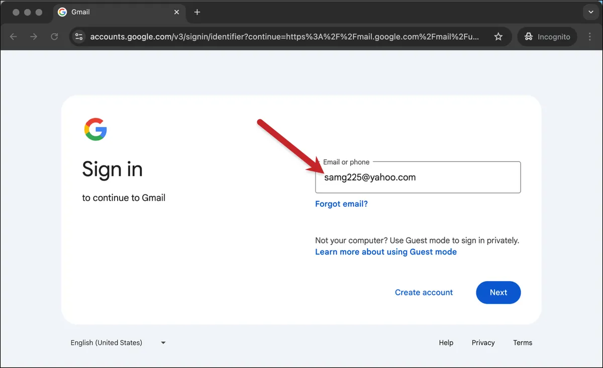 Log in using that alternate email